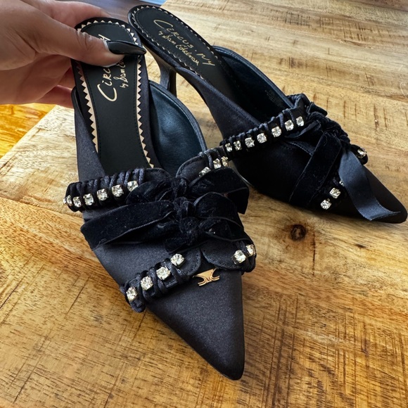 Circus by Sam Edelman Shoes - Circus by Sam Edelman Tristyn black Satin Mules kitten heels shoes NWT